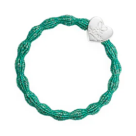 By Eloise London Metallic Silver Heart Λαστιχάκι για τα μαλλιά για γυναίκες 1 τεμ