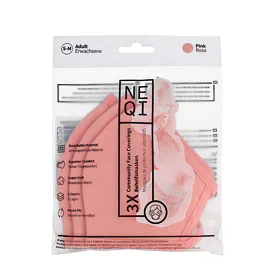 NEQI Adult Community Face Coverings S-M Pink Προστατευτική μάσκα 3 τεμ